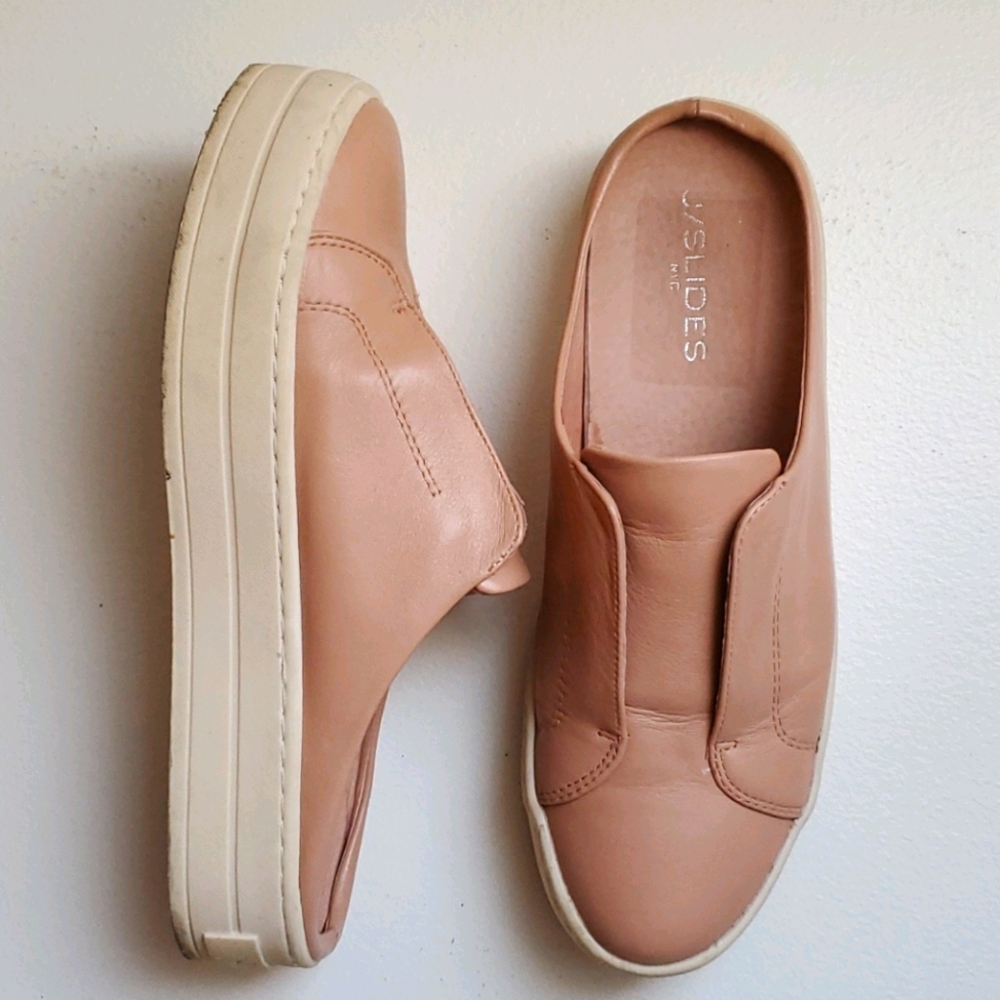 🌷J/SLIDES NYC Leather Slip-on Plataform Sneaker